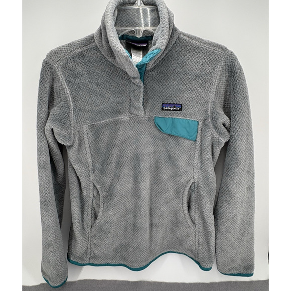 Patagonia Jackets & Blazers - Patagonia Women's Gray Retool Pullover Snap T Fleece Size Small Sherpa EUC